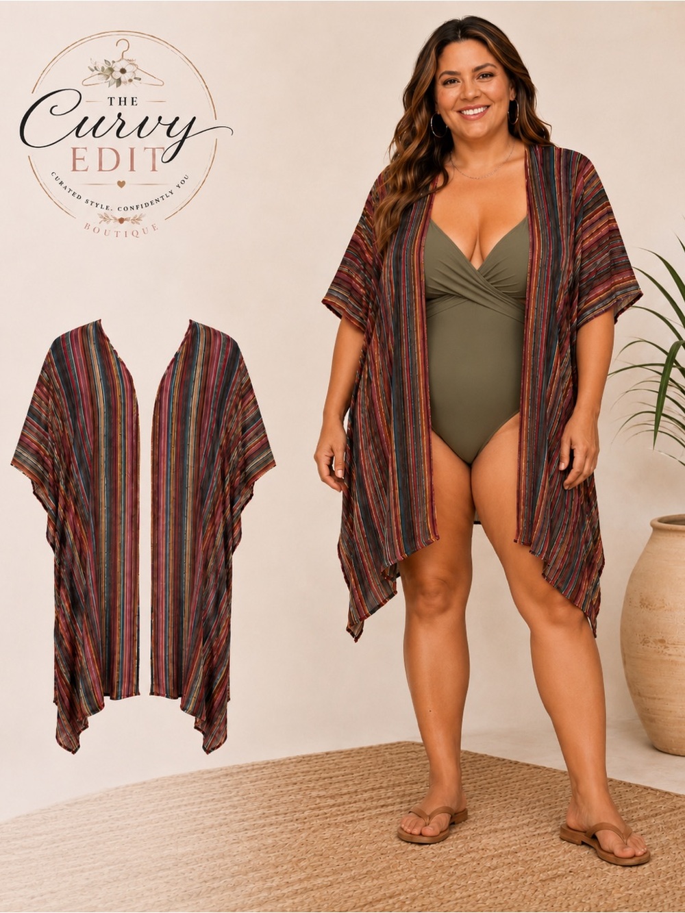 EUC EST. 1946 Striped Kimono Cover-Up One Size